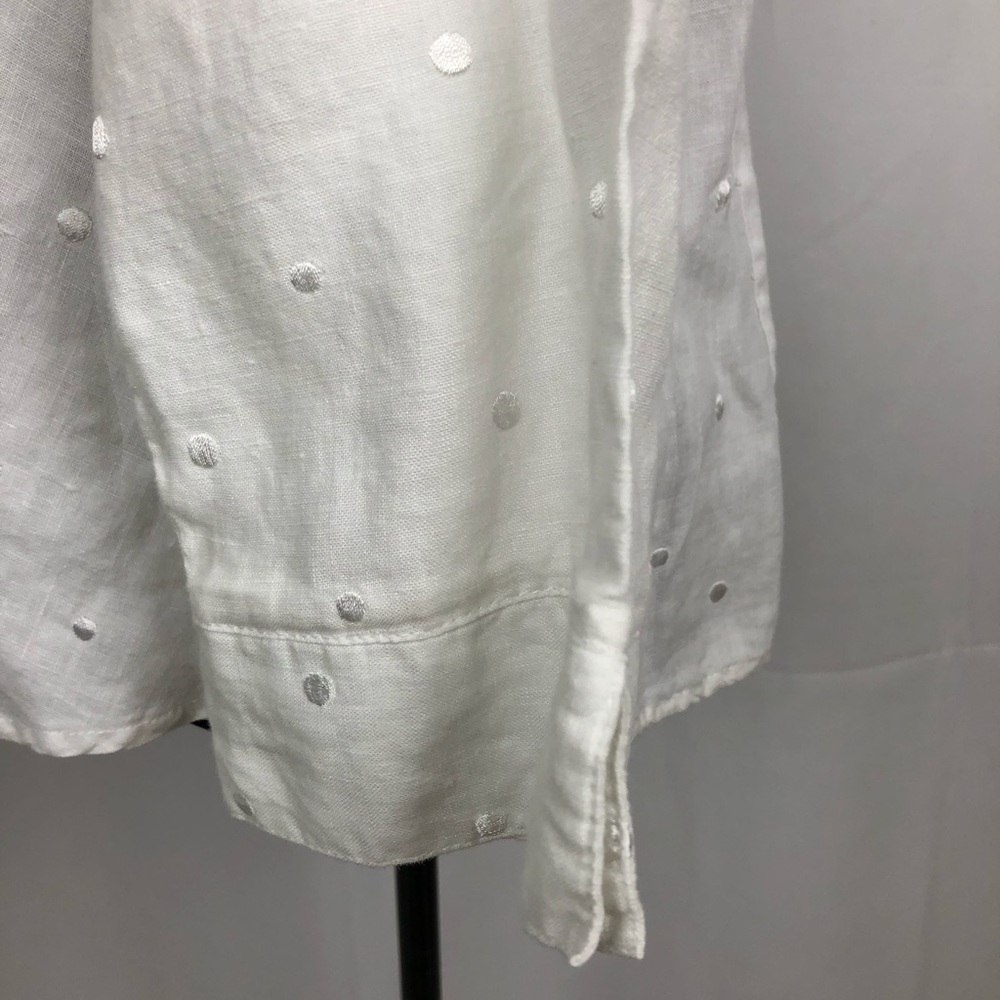TWEEDS Linen button front blouse L - Picture 5 of 6